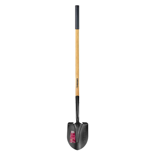 Husky 47 In. L Wood Handle Carbon Steel Digging Shovel With Grip