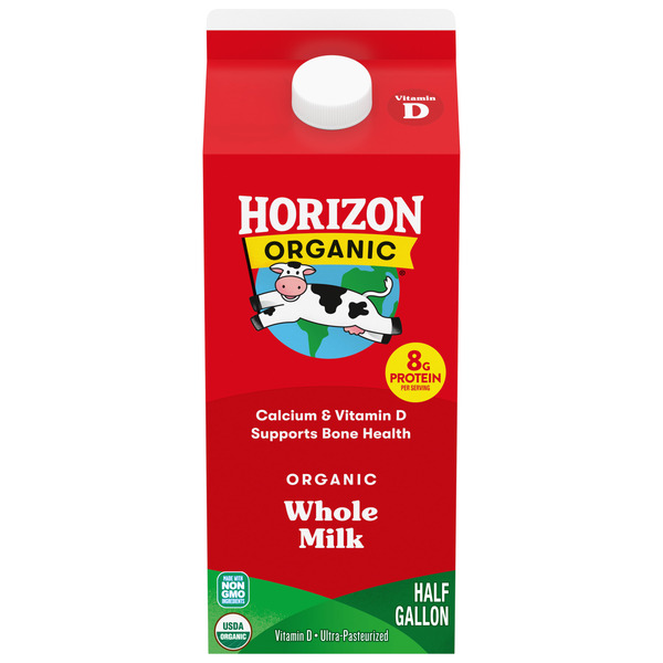 Horizon Organic Whole Milk, 64 fl oz Half Gallon Carton