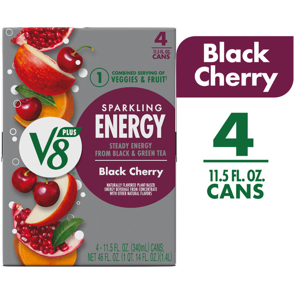 V8 +Energy Sparkling Black Cherry Juice Energy Drink Same-Day