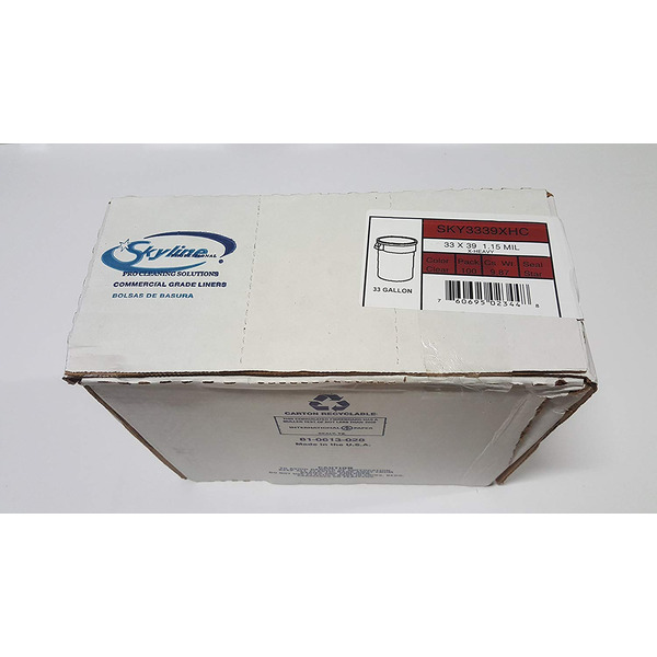 Skyline - sky3339xhc - Clear Trash Bags, 1.15 mil, 33 gallon capacity - 100 ct