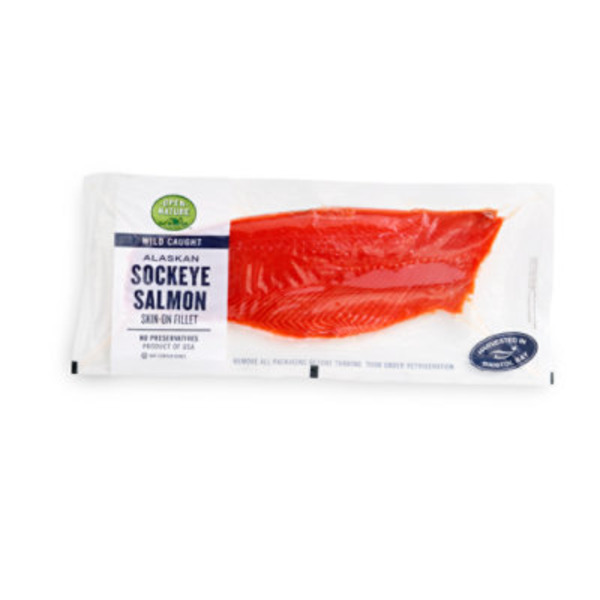 Open Nature Salmon, Sockeye, Wild-Caught, Skin-On Fillet