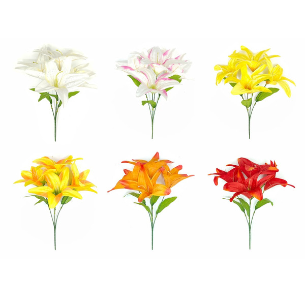 Summer Flower Artificial Tiger Lily Bush - Assorted Colors Same