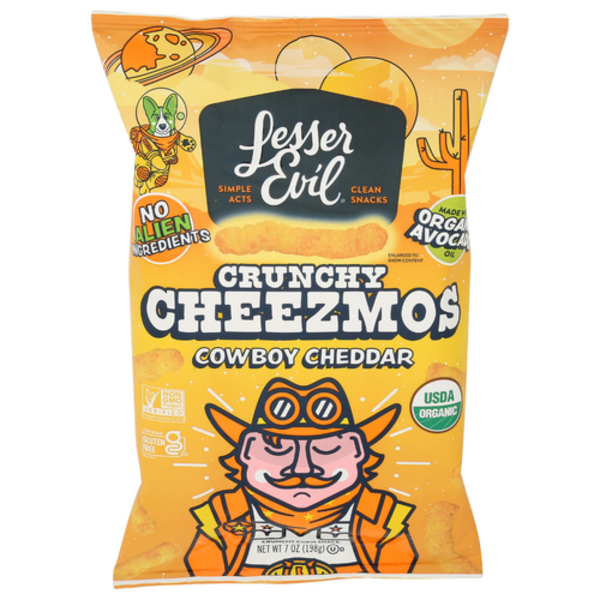 Lesser Evil Organic Cowboy Cheddar Crunchy Cheezmos Same-Day