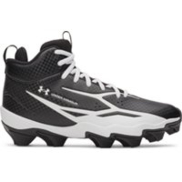 Under Armour Kids' Spotlight Hammer RM Football Cleats, Size 4, Wide/2E - Black/White