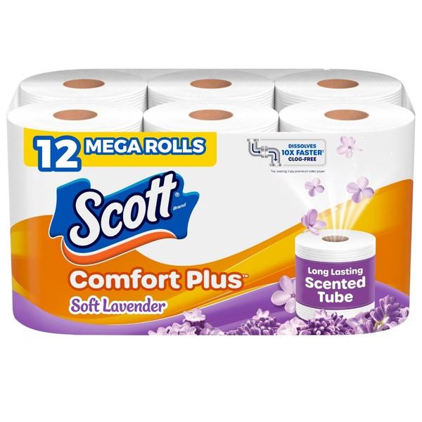 Scott Comfort Plus Unscented Bathroom Tissue Mega Rolls Soft Lavender