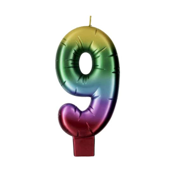 Makery Rainbow Number 9 Candle