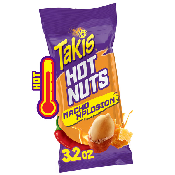 Takis Nacho Xplosion Hot Nuts 3.2 oz Snack Size Pouch, Cheese and