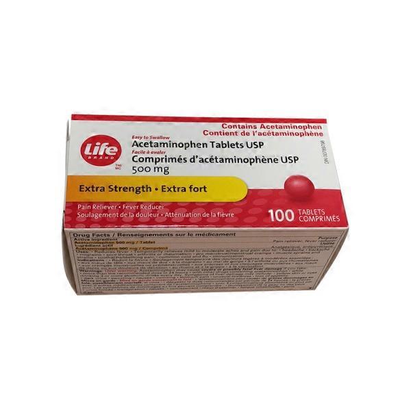 Life Brand 500 mg Easy Swallow Acetaminophen Tablet (100 ct) Instacart