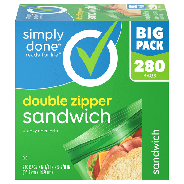 バッグ sandwich Simply Done Sandwich Bags, Double Zipper, Big Pack Same-Day