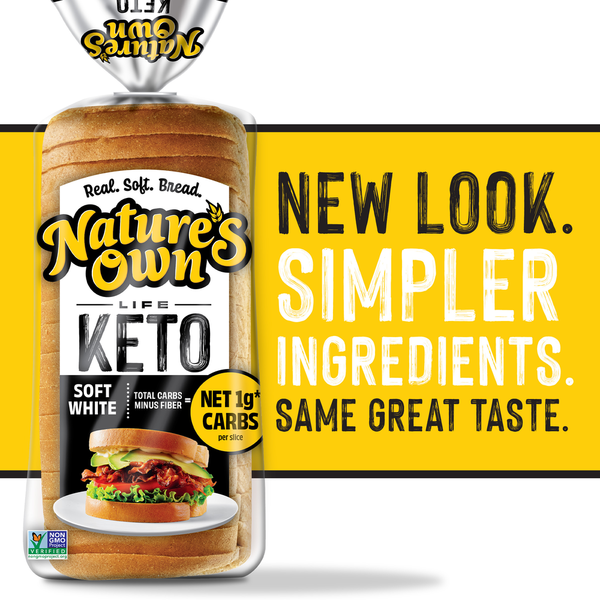 Nature's Own Life Keto Soft White, Sliced White Keto Bread, 16 oz Loaf