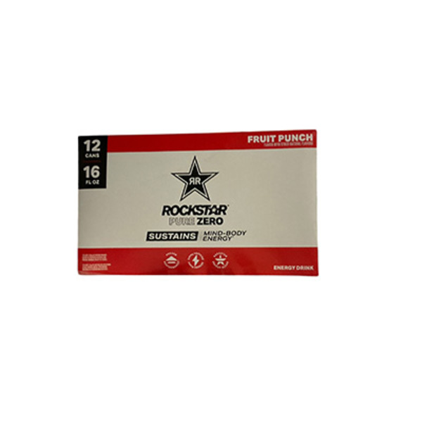 Rockstar Pure Zero Sugar Free Energy Drink Fruit Punch