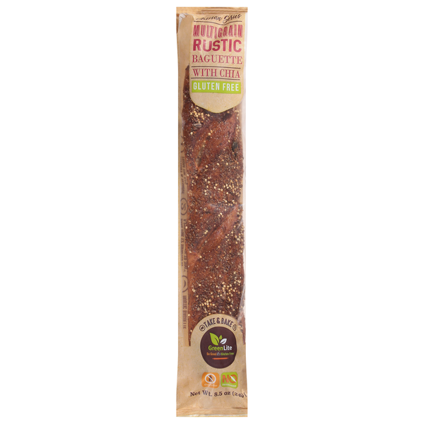 GreenLite Baguette, with Chia, Gluten Free, Multigrain, Rustic
