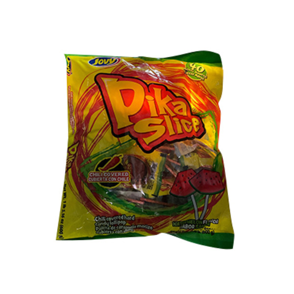 Jovy Watermelon Flavor Pika Slice Chili Covered Hard Candy Lollipop