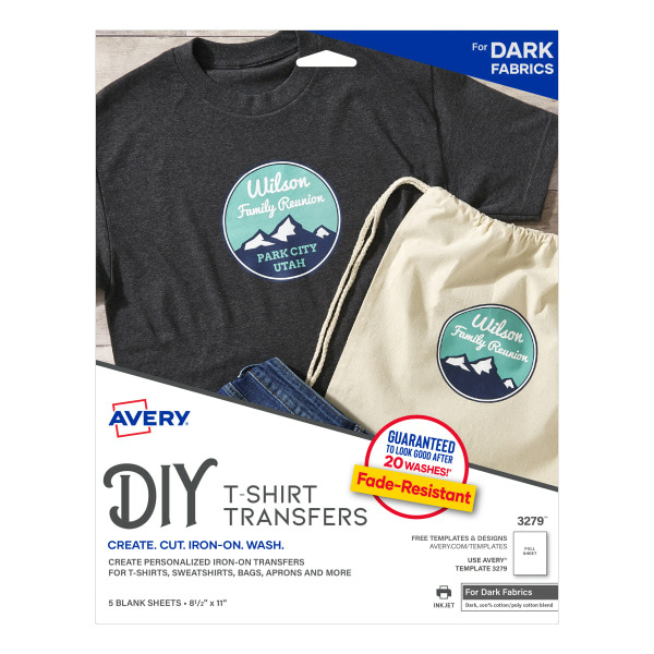 Avery 8.5" x 11" Dark Fabric T-shirt Transfers