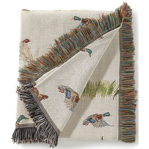 Southern Living Hunting Dogs  Ducks Edgewood Woven Tapestry Throw Blanket