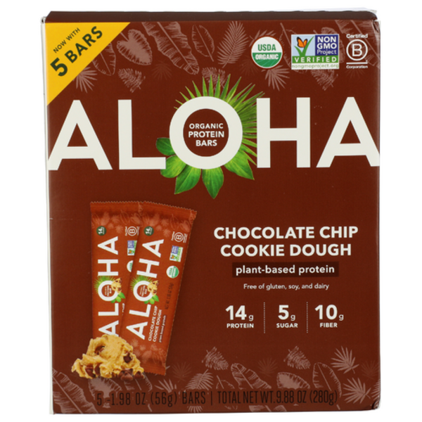 Aloha Organic Chocolate Chip Cookie Dough Plant Based Protein Bars