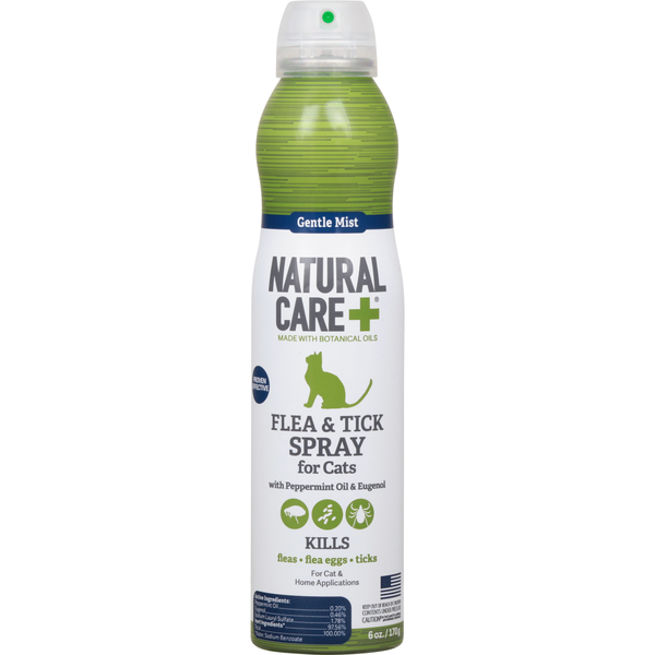 Natural Care Flea & Tick Spray for Cats, with Peppermint Oil & Eugenol