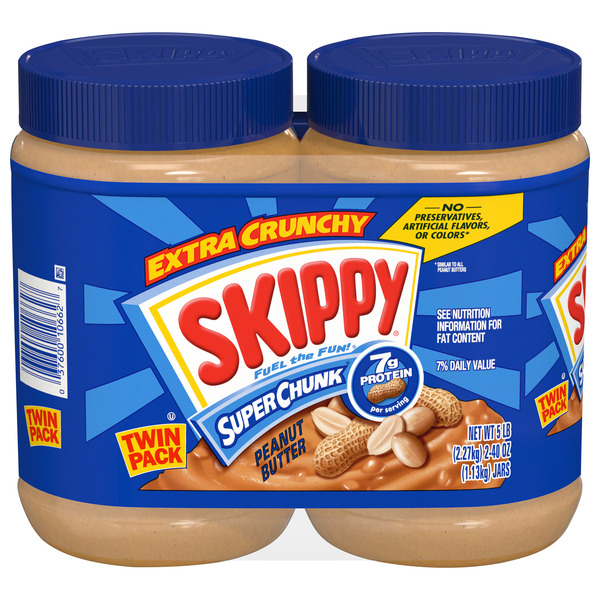 SKIPPY SUPER CHUNK Peanut Butter Twin Pack 2-Pack, 5 LB
