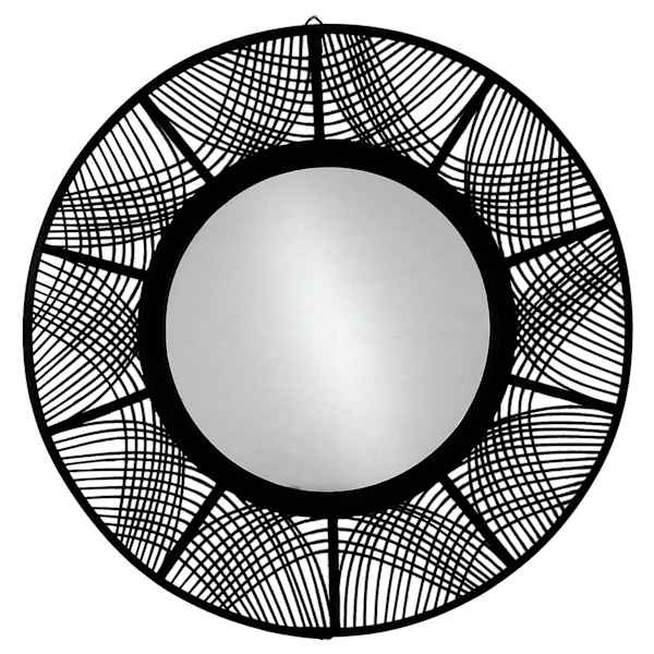 Found & Fable Black Bamboo Round Wall Mirror, 35"