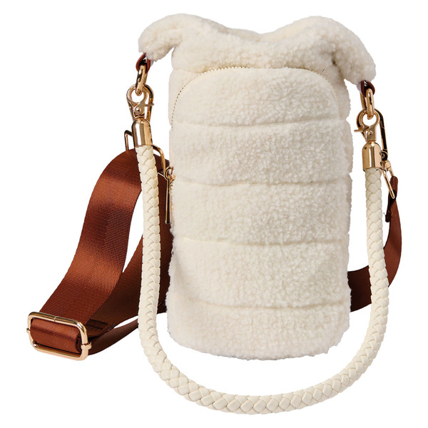 LS LIVE IN STYLE Fashion Waterbottle Crossbody - White Sherpa Same