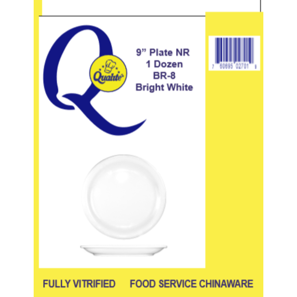 Qualite - 9" White Narrow Rim Plate - 1 Dz