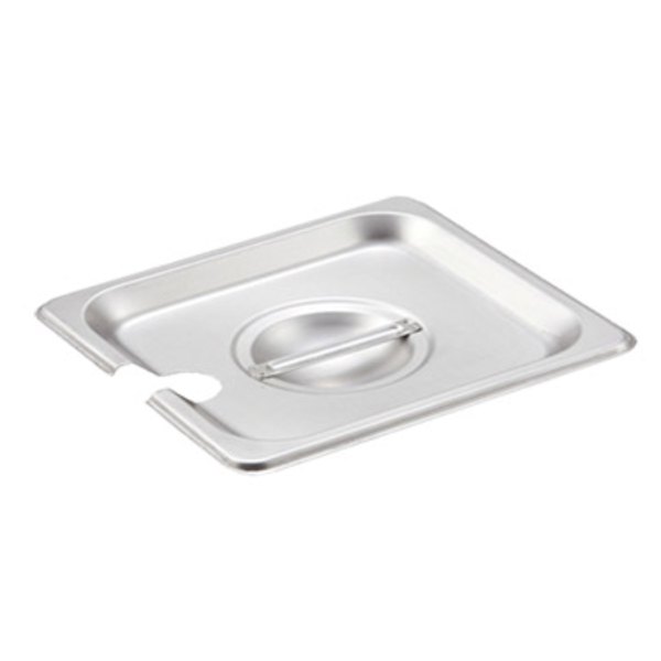 Winco - 18/8 Stainless Steel Steam Pan Cover, Slotted - 1/6 Size, 6.94" x 6.38" x 1.25" - 1 Ct.