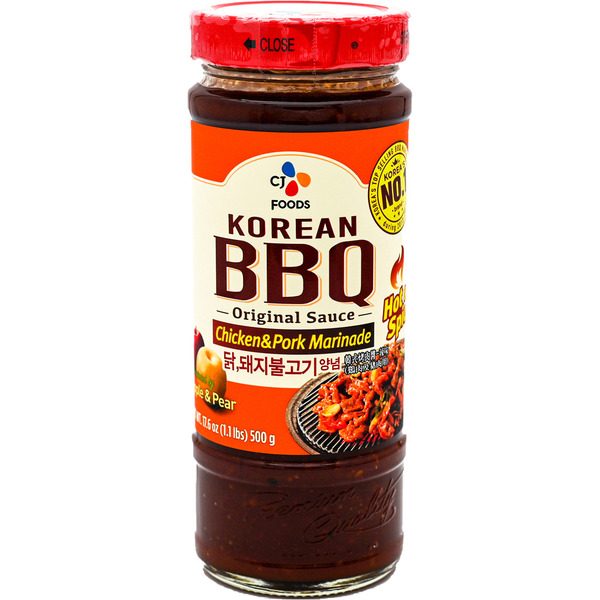 CJ Marinade, Chicken & Pork, Korean BBQ Original Sauce, Hot & Spicy