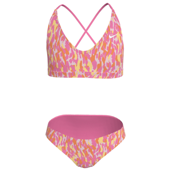Nike Girls' Lace Up Bikini Set, XL - Pink Glow/Yellow