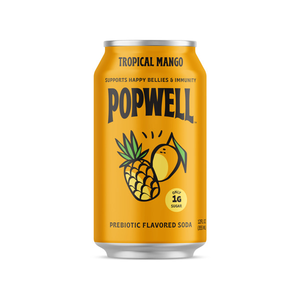 Popwell Tropical Mango Prebiotic Soda Same-Day Delivery or Pickup