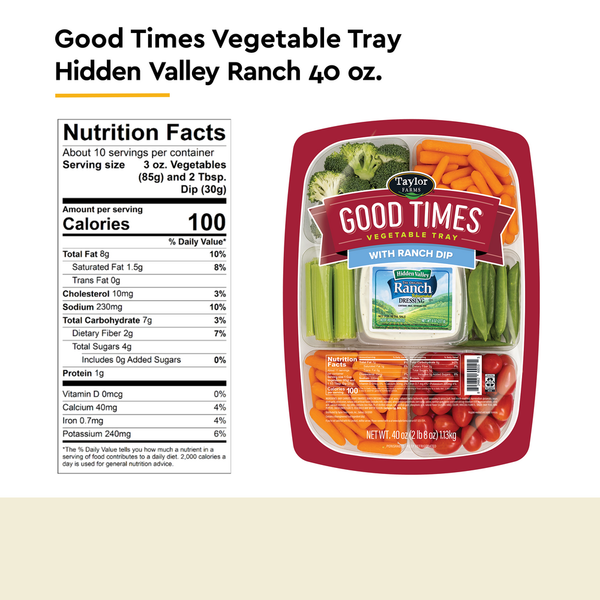 Enlarge Side of Packaged Vegetables & Fruits Taylor Farms Vegetable Tray (opens in a new tab)
