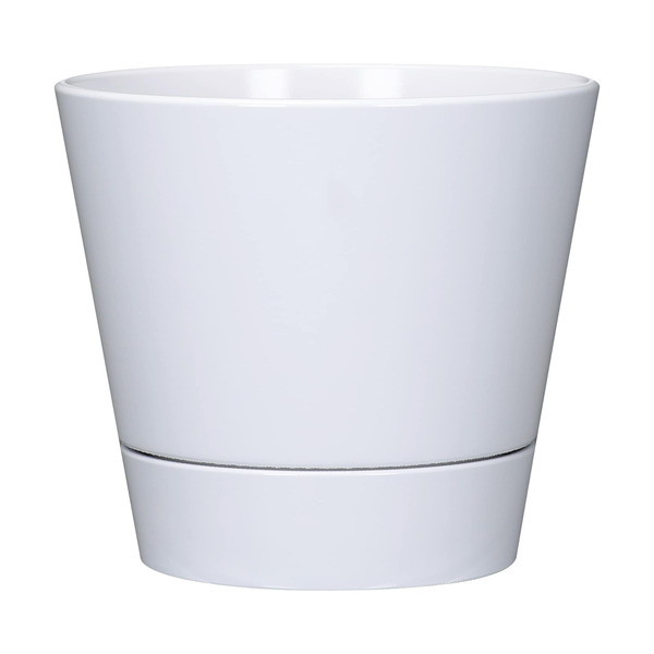 allen + roth 5.28-in W x 5.28-in L x 5.2-in H White Plastic Round Indoor Self Watering Planter
