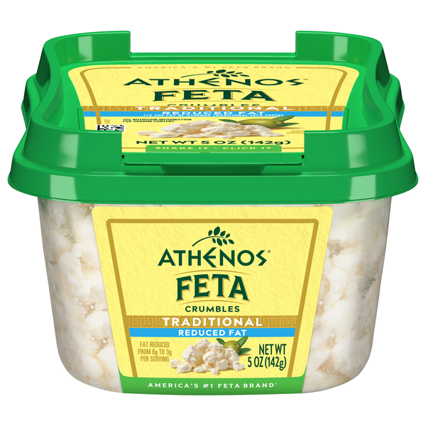 Athenos Cheese, Reduced Fat, Feta, Traditional, Crumbled