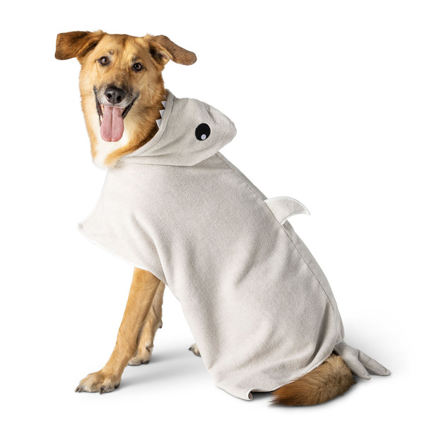 Top Paw Shark Hooded Dog Towel, Large/X Large - Gray