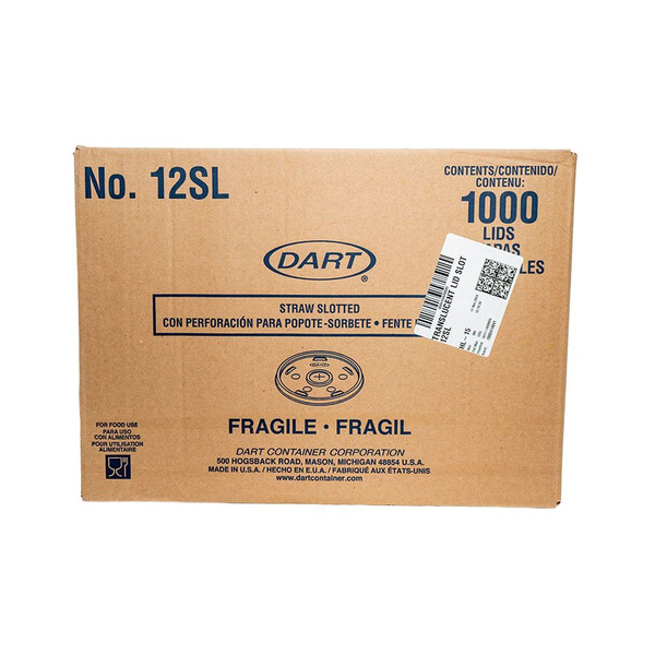 Dart - 12SL - Translucent Lid for 12 oz foam cup with straw slot - 1000 ct