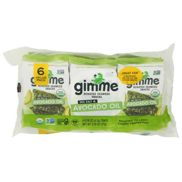 Gimme Health Foods Organic Sea Salt & Avocado Oil Seaweed 6 Pack