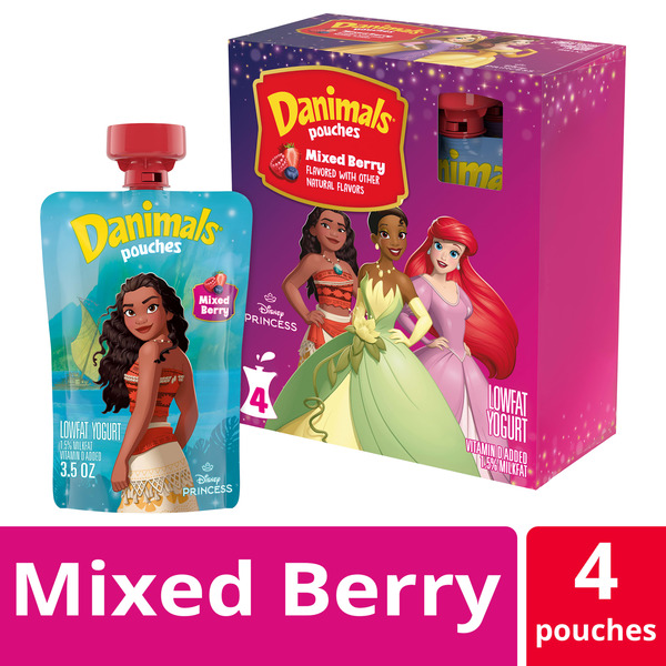 Danimals Pouches Mixed Berry Squeezable Yogurt, Creamy and