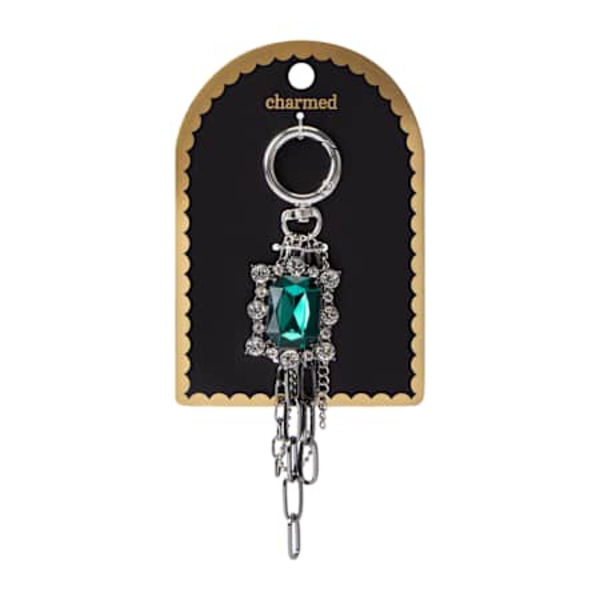 Charmed Green Gem Cluster Key Ring