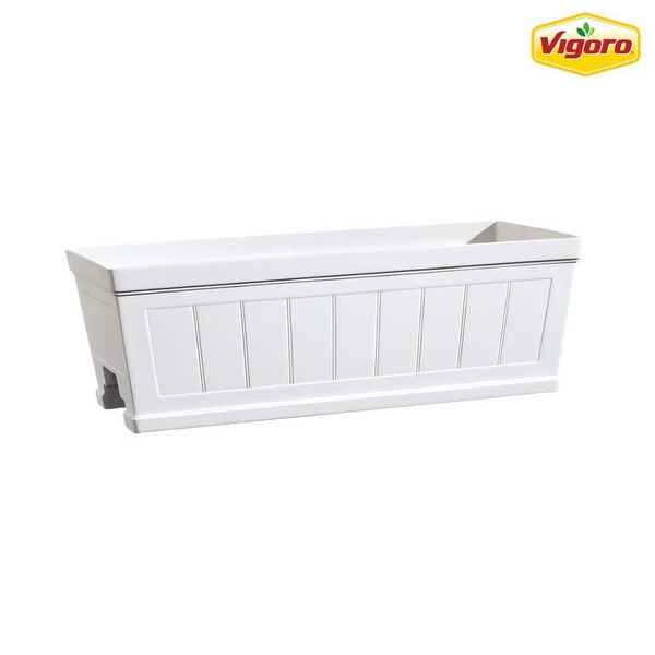Vigoro Eden Medium White Resin Lightweight Deck Rail Planter Box (28 In. L X 12 In. W X 12 In. H)
