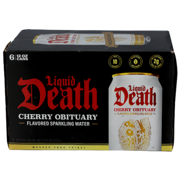 Liquid Death Cherry Obituary Flavored Sparkling Water 6 Pack Same