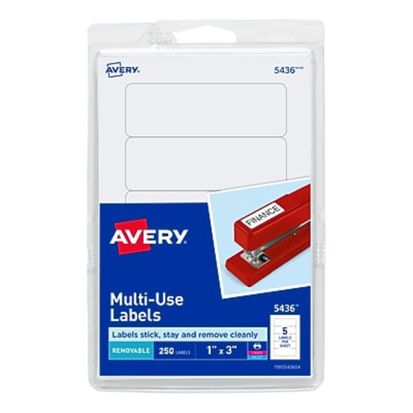 Avery 1" x 3" White Laser & Inkjet Multipurpose Labels