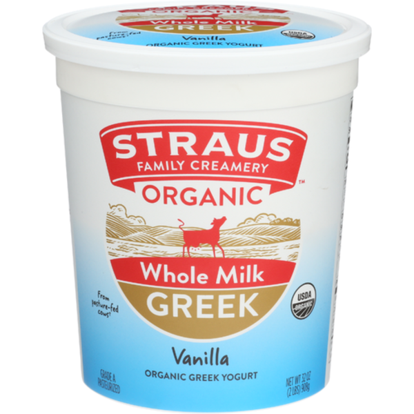 Straus Organic Vanilla Whole Milk Greek Yogurt
