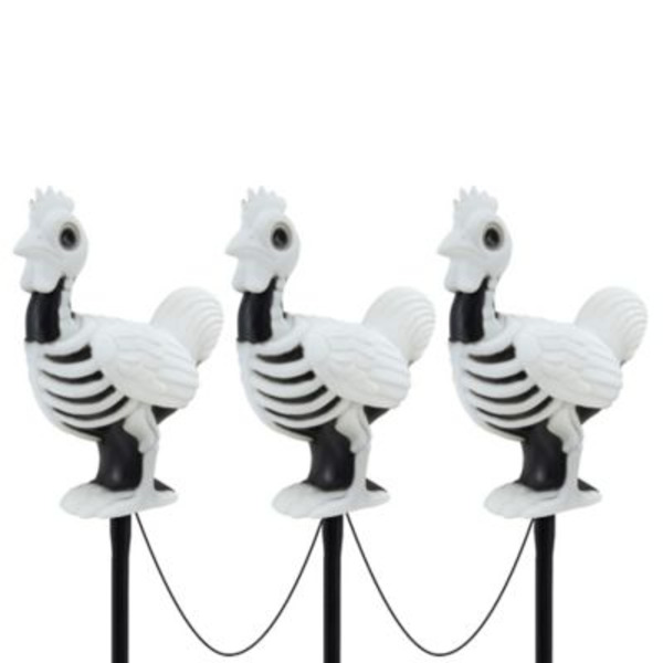Red Shed 17 in. LED Lighted Skeleton Hen Pathway Markers, 3 pc.