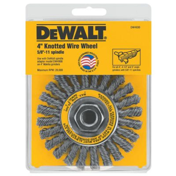 DEWALT 4 in. x 0.020 in. x 5/8 in.-11 Cable-Twist Knotted Wire Wheels, 20,000 Max RPM
