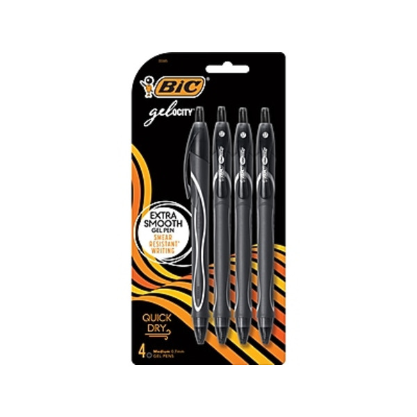 BIC Gel Pen, Quick Dry, Black, Medium (0.7 mm)