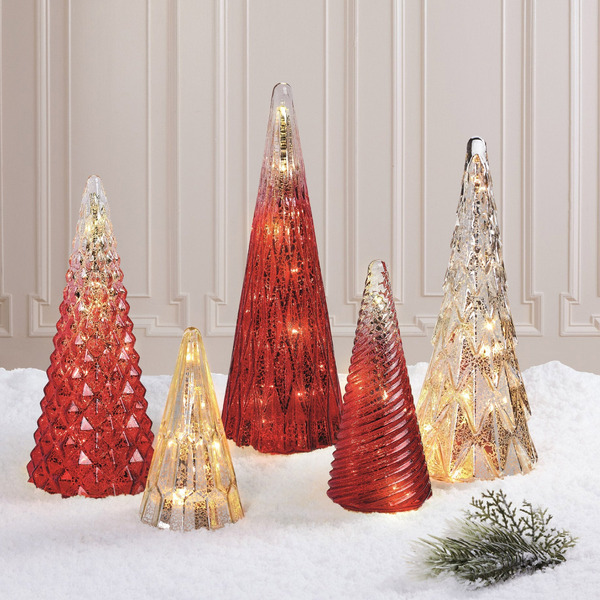 LED Glass Trees 5-Piece Set