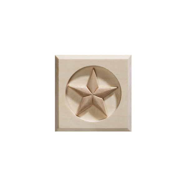 Ornamental Mouldings 3.5-in x 3.5-in Unfinished White hardwood Square Star Rosette