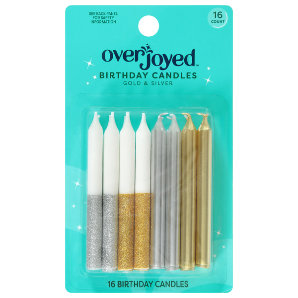 Overjoyed Gold & Silver Birthday Candles