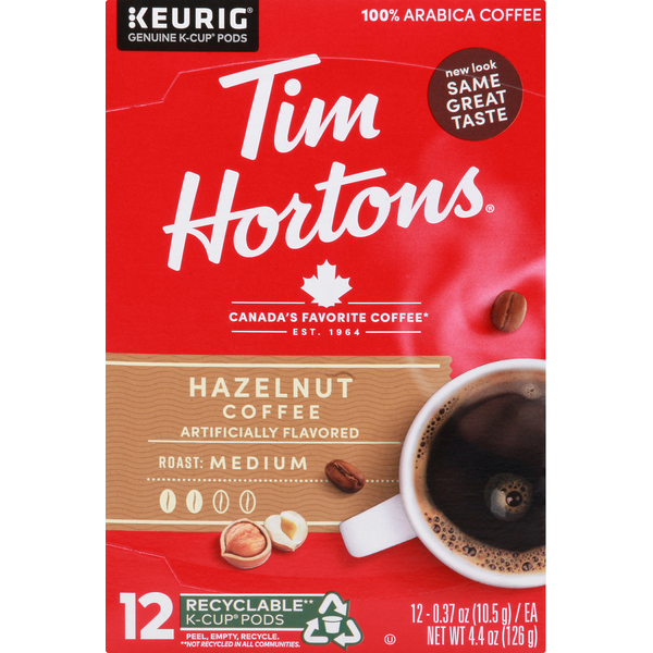 Tim Hortons Coffee, Medium Roast, Hazelnut, K-Cup Same-Day