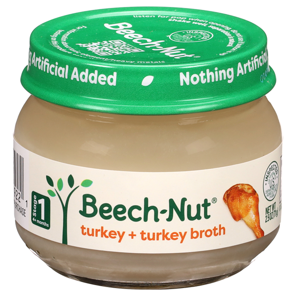 Beech-Nut Stage 1 Baby Food, Turkey & Turkey Broth, 2.5 oz Jar