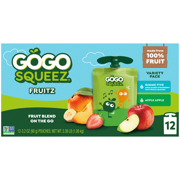GoGo Squeez Applesauce, Variety Apple Apple/GIMME Same-Day
